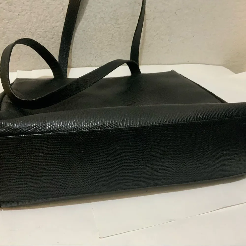 Vintage Salvatore Ferragamo Tote Bag Embossed Leather Black  Authentic